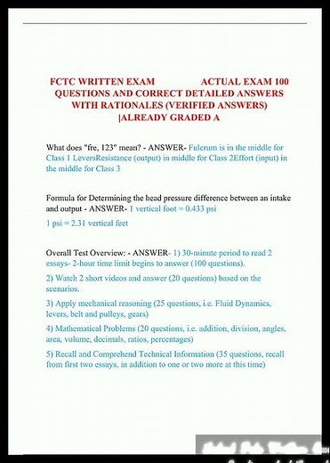 Latest Fctc Written Exam Actual Exam 100 Questions And Correct Detailed Answers With Rationales Ver