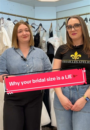 Why your bridal size is a LIE 🚩 Stop letting a tiny piece of fabric ruin your day. Bridal math is NOT real-world math. Here is why you’re seeing a bigger number on that tag and why it actually doesn’t matter #sizing #weddingdressshopping #weddingdresses #bridesoftiktok #slc @Kassidy McCormick @quesoqueen1234
