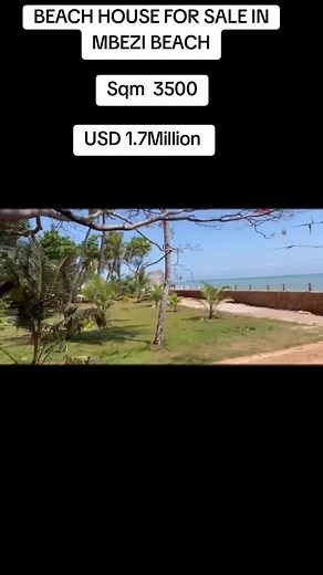 🏡 BEACH PLOT HOUSE FOR SALE AT MBEZI BEACH🏠 ■ TANZANIA: MBEZI BEACH ■ CITY: DAR ES SALAAM ■ PLOT SIZE: 3,500 SQM ■ PRICE: 1.7MILLION USD {negotiable} ■ CLEAN TITTLE DEED ■ BEDROOMS:12 Bedrooms{ALL SELF CONTAINED} INCLUDE SERVANTS QUARTERS ■ Located in a Good Neighborhood ✅ -Features: * Sitting Room: 3 * Kitchen: 2 ✅ * Dining Room: 2 ✅ * Public Toilet: 2✅ * Garden: ✅ * Good Neighborhood: ✅ * Modern Windows ✅ * Air Conditioner ✅ * Store * Water 24 hours *Servants quarters.{5 BED ROOMS ALL SELF C