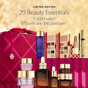 1.6M views · 4.7K reactions | It's Here! 29 Beauty Essentials, a $550 Value! Includes 9 full-size favorites including our #1 Advanced Night Repair serum & more. Just $75 with any $45 purchase.* Perfect to gift - or to keep. | Estee Lauder | Facebook
