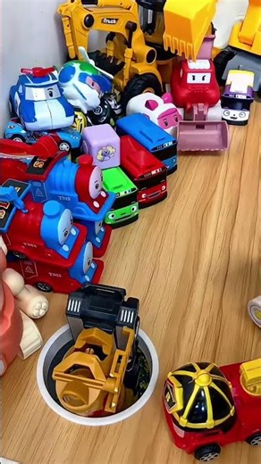 jcb mixer truck pushing yellow tayo bus into pit #jcbtoy #jcbbaba #toys #jcbjcb #jcb