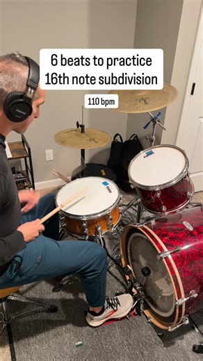 Thou Can Drum on Instagram: "Drum beats to practice 16th note subdivision. This is a great drum technique for improving as a drummer. It will open the door to play more creative drum beats. See what you can come up with during your next drum session! Thanks for watching and Happy New Year! Follow @thoucandrum for daily drum ideas. #drumtechnique #sixteenthnotes #drumbeats #drummingideas #thoucandrum"