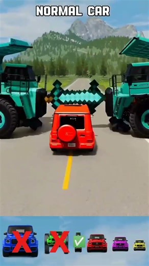 Small & Big Cars vs Mining Trucks With Minecraft Sword ⚔️