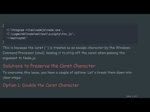 How to Handle the ^ Caret Character in Node.js Arguments
