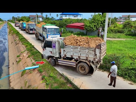 Fresh rollout New Landfill Project! Using Dozer Pushing WITH Dump Truck Unloading, Mix VDO