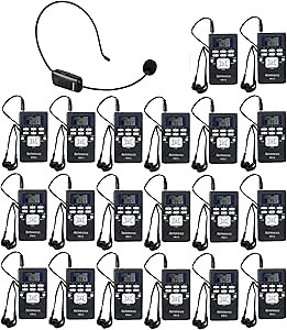 Retekess TR503 Tour Tuide Speaker and Headset, Whisper Audio System, with 20 PR13 FM Radio Receiver, Assistive Listening Devices for Church, Training, School (1 Transmitter 20 Receivers)