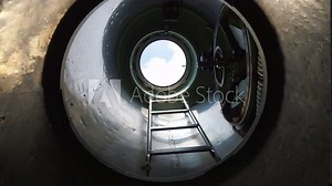 Hatch in the submarine in 4k slow motion 60fps