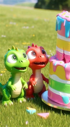 Watch the funny adventure of two cute dinosaurs — a green dinosaur
