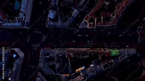 Paris aerial night view City Island and river la seine