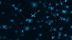 Download Blockchain network concept.Isometric digital blocks square code big data connection with Distributed ledger technology , Cryptocurrency finance bitcoin business.Seamless loop. 4k for free