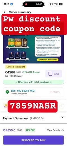 Pwyakeennet2.0 2027 Coupon Code 200 Rs Off 2027 coupon # yakeen 2.0 2027 code batch#pwyakeen neet
