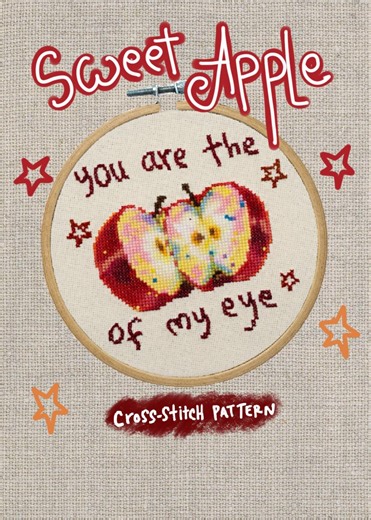 Sweet Red Apple Cross Stitch You Are the Apple of My Eyes Coquette Pattern PDF - Etsy