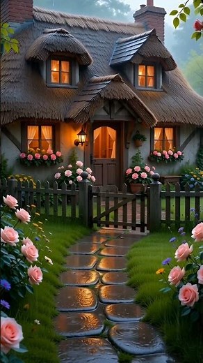 Deep Focus Rain at an English Cottage 🌧️🏡 #shorts #asmrrain #calmambience #rainsounds #naturesounds