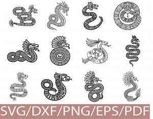 Aztec Snake Silhouette Bundle SVG Tribal Serpent Clipart Set - Etsy Australia