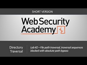 Directory Traversal - Lab #2 File path traversal, traversal sequences blocked | Short Version