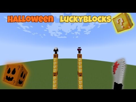 minecraft luckyblock pillar with halloween lucky blocks