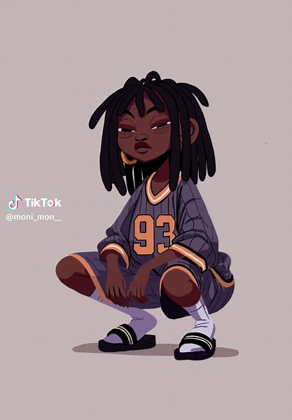 Lil Rough Black Girl TikTok Artwork: 90s Cartoon Drawing Animation