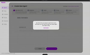 User walkthrough for agent creation