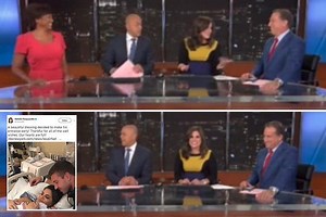 Pregnant news anchor's waters break on air but she finishes reading the news