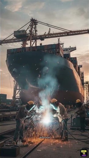 How a Giant Ship is Built: From Design to Launch👹 #original