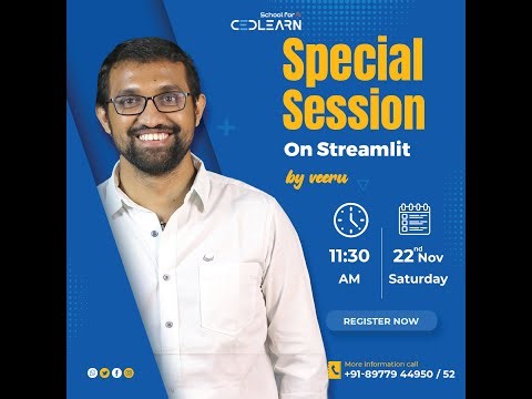 Streamlit (LIVE) | From Zero to Hero with Streamlit | Cedlearn