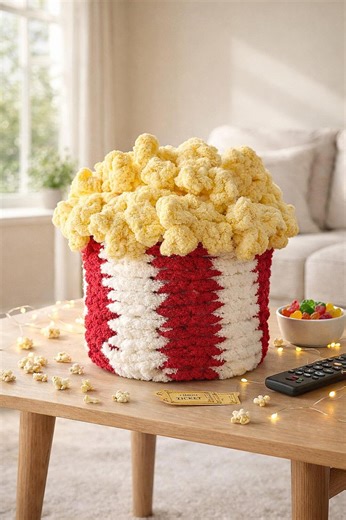 Popcorn Bucket Blanket Pattern PDF, Movie Night - Hand-knit/crochet | Digital Download - Etsy