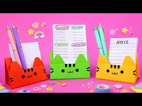 Origami Cat Paper Stand | How to make a paper holder | Easy Desk Organizer (No Glue!)