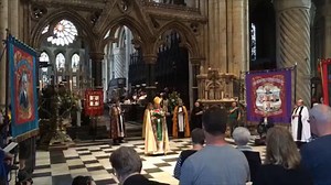 Today would have been the day of the Miners' Festival Service at Durham Cathedral as part of the Miners' Gala, an annual celebration of the mining heritage and communities of County Durham. Each year newly created community banners are brought into the cathedral and blessed by the Bishop of Durham. After the blessing the banners are moved from the crossing of the cathedral as massed bands play Gresford 'The Miners' Hymn'. Gresford was composed by Robert Saint of Hebburn, South Tyneside, in respo