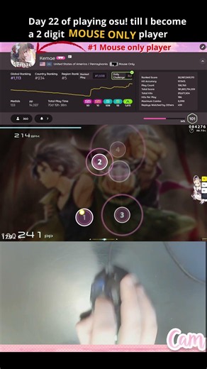 Day 22 of playing osu! till I become a 2 digit MOUSE ONLY player! #osu #osugame #rhythmgame #gaming