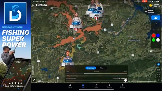 Lake Eufaula was a muddy mess, but the Deep Dive App helped cut through the chaos. Luke Dunkin and Fat Cat broke it down on NPFL-LIVE, showing how Deep Dive’s water clarity maps powered by daily satellite imagery helped pinpoint those cleaner pockets in the flood-stained lake. The Wind Effects layer called out which banks were getting pounded. It’s not some gimmick. It’s real-deal tech built to help you make better decisions faster. Check it out for yourself at deepdiveapp.com. | The National Pr