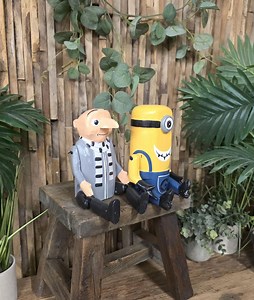 Handmade Wooden Minion & Gru Shelf Sitter Puppet | Articulated Joint Figures | Hand Painted Collectible Decor | 15cm Seated | - Etsy UK