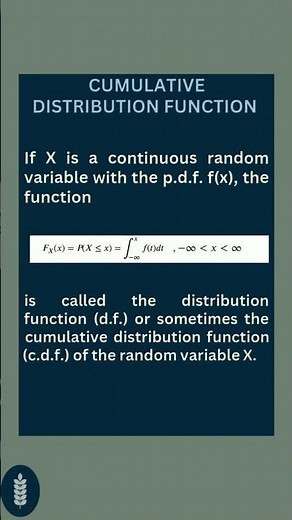 Cumulative Distribution Function | Continuous Distribution Function | Statistics