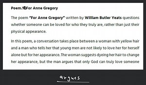 Poem.10For Anne Gregory The poem "For Anne Gregory" written by ... | Filo