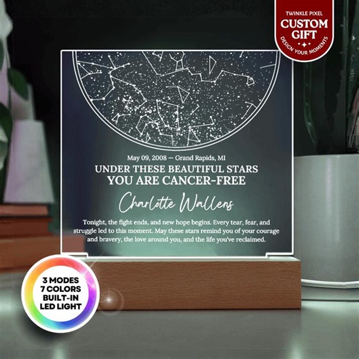 Cancer Free Star Map LED Plaque – Personalized Survivor Gift Ring the Bell Warrior Keepsake - Etsy