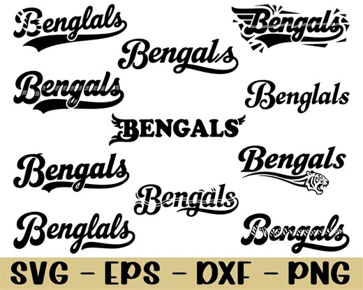 Bengals Typography Svg, Bengals Text Silhouette, Dxf, Png - Etsy