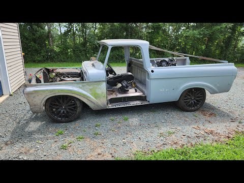 1963 F100 Unibody Mustang GT Mashup Ep #20 - New frame mockup, suspenion mounting and body test fit.