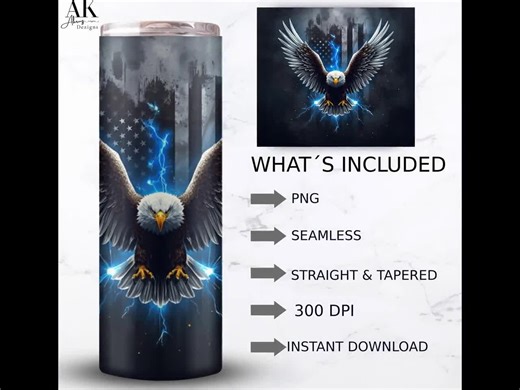 American Eagle Lightning Design | Patriotic Sublimation Wrap | Bald Eagle USA Flag PNG | Rustic Electric Power Tumbler Wrap - Etsy