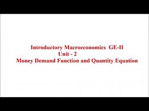 Money Demand Function and Quantity Equation