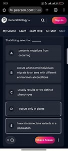 Stabilizing selection __.  A. prevents mutations from occurring... | Filo