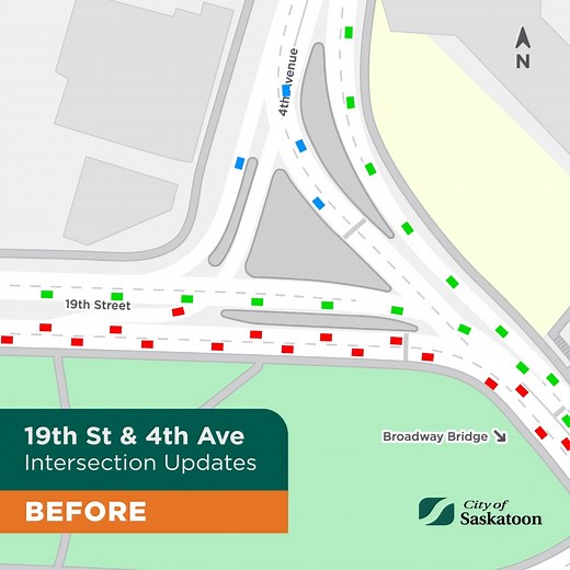 It’s been nine long months, but our beloved Broadway Bridge reopens on Saturday evening! Drivers and pedestrians will notice a big change at the 4th Avenue and 19th Street intersection too. 🔗 Learn more: https://bit.ly/3WyHH7T | City of Saskatoon - Your Local Government
