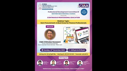 Webinar on “Gem Procurement- A must know for Finance Professionals