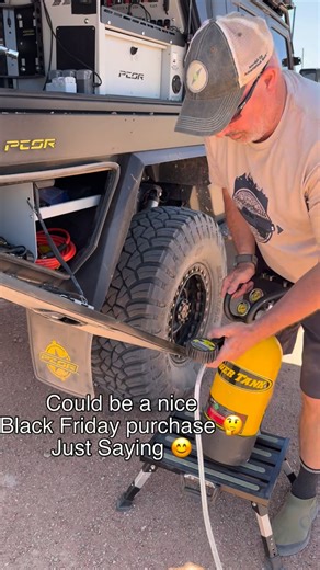 Odin & Scott on Instagram: "Time to air up ⬆️. I’m a big @powertankofficial fan 👍! It’s so much faster than a compressor and makes way less noise. I carry one in the back of Odin and a spare on the trailer. I get about 3 rounds on six tires out of one tank. That’s 18 tires that I add approximately 20lbs to from a tank. I fill my own tanks at home with their filling station and have always found a place on the road for a refill if needed. Definitely a piece of gear that I’m keeping on board. I d