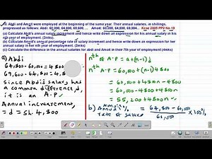 MATH: FORM 3: SEQUENCES AND SERIES: LESSON 15 (KCSE 2005 PP2 NO.19)