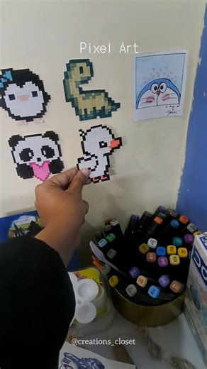 Cute Duck Pixel Art 🐥 | Easy Pixel Drawing | Satisfying Art