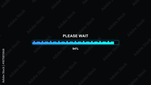 Modern progressbar animation displays vibrant colors as it fills up with a percentage indicator showing completion status in a digital setting