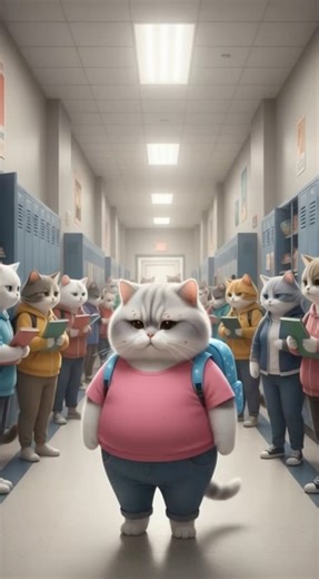 Mimi’s glow up. Mimi chose herself 🥗. #catstory #shorts #selfimprovement #aivideo #mimiworld #cats