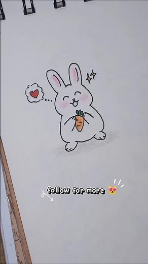 Cute Simple Drawing ✨-How to draw cute bunny🐰🥕