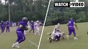 Huge 10-year-old goes viral after kids American football game