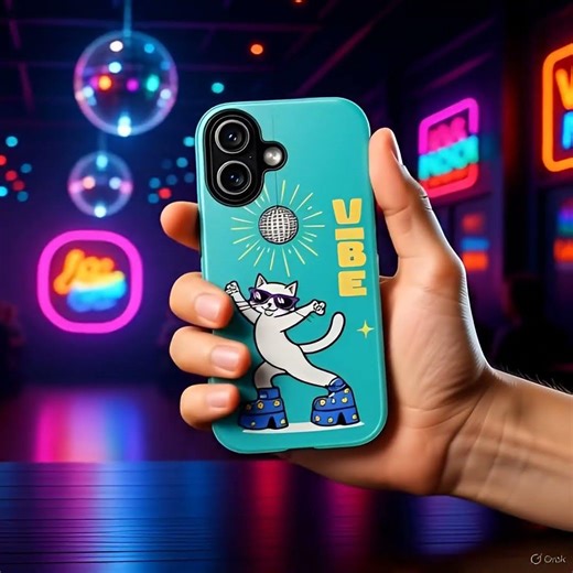 Disco Cat Vibe iPhone 17 Case - Funny Dancing Cat with Platform Shoes