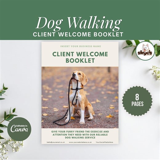 Dog Walking Welcome Pack Template | Editable Client Welcome Booklet | Pet Sitting Onboarding Pack | Dog Walker Forms Canva | A4 US Letter